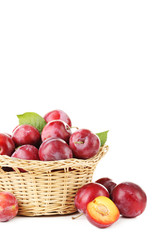 Fresh plums isolated on a white