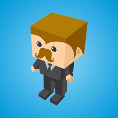 block isometric cartoon character