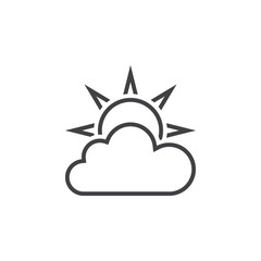 Weather forecast line icon, partly cloudy outline vector logo illustration, linear pictogram isolated on white