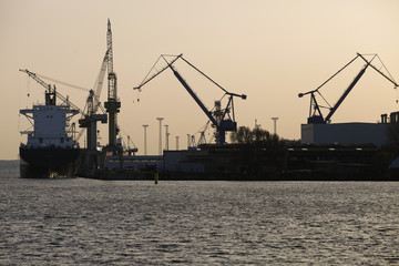 dockyard with a parking ship