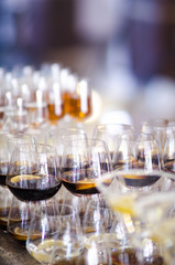 Different flavored drinks served for the cocktail party