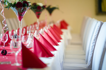 Decorated restaurant table for the celebration