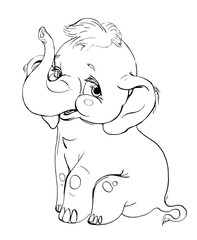 Funny cartoon baby elephant