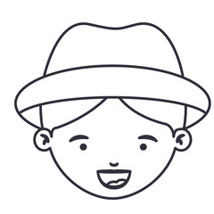 Boy cartoon face with hat icon. Kid child little and people theme. Isolated design. Vector illustration