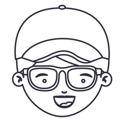 Obraz na płótnie Canvas Boy cartoon face with glasses icon. Kid child little and people theme. Isolated design. Vector illustration