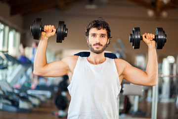 Man training in a gym