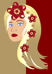 Beautiful woman's face with flowers