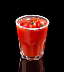 Red alcohol cocktail Bloody Mary isolated