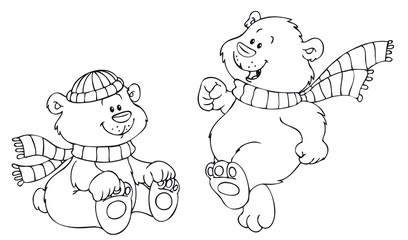 Zwei süße Bären mit Winterbekleidung
