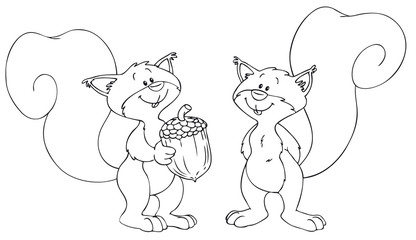 Niedliche Eichhörnchen mit Eichel