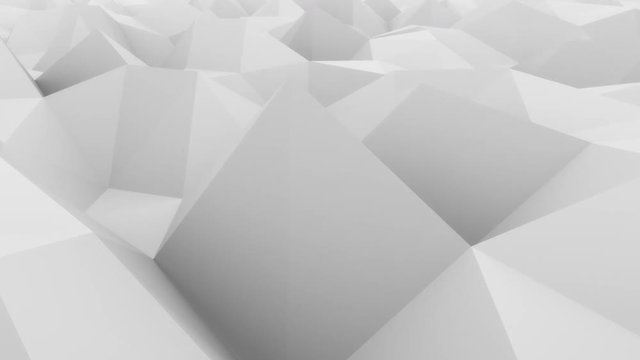 Low poly white abstract polygonal modern motion background. 4K seamless loop animation, ProRes