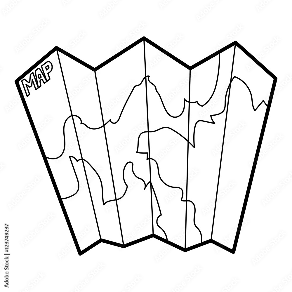 Poster paper map icon. outline illustration of map vector icon for web