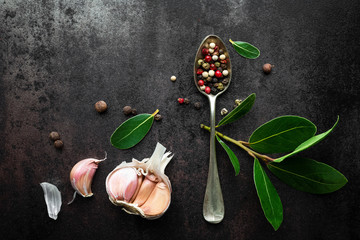 dark vintage metal culinary background top view