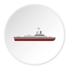 Navy warship icon. Flat illustration of warship vector icon for web design