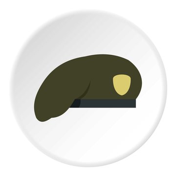 Military green beret icon. Flat illustration of beret vector icon for web design