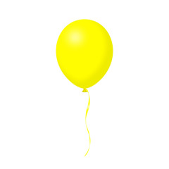 Yellow balloon on white background, illustration