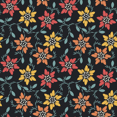 Beautiful seamless pattern with colorful flowers