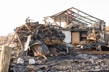 Remnants of burned building