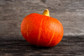 coloured orange autumn Pumpkin on wooden background