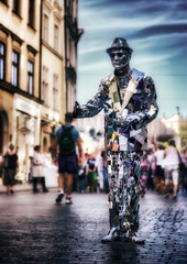 mirror man in Cracow , Krakow in Poland , Europe