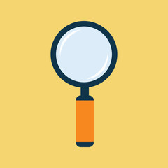 Magnifier flat icon. Loupe symbol. Magnifying glass with handle colored vector eps8 illustration.