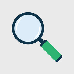 Magnifier flat icon. Loupe symbol. Magnifying glass with handle colored vector eps8 illustration.