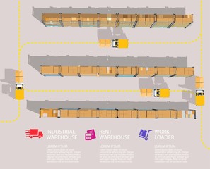 warehouse with front loader top view