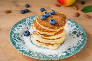 Breakfast pancakes with fresh blueberries