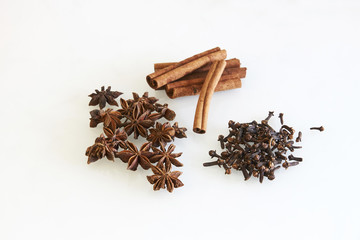 spices, cinnamon, cloves and star anise