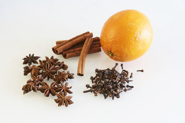 Orange and spices, cinnamon, cloves and star anise