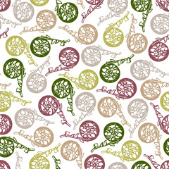 Seamless pattern with young sprouts of fern. Background. Hand drawn.