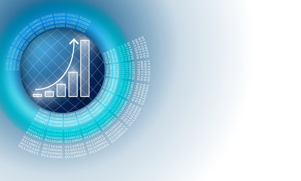 Vector abstract background with circular binary code and diagram
