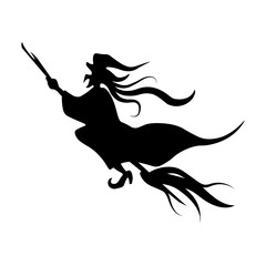 Cute Witch Riding A Broom