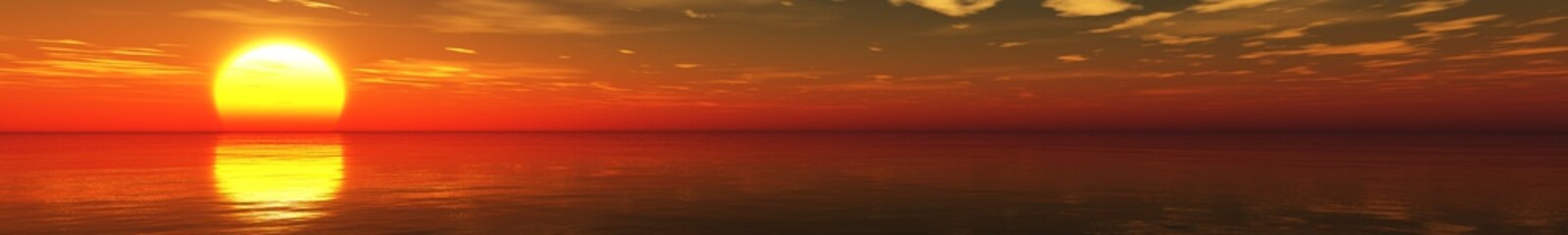 panorama of sea sunset. view of the ocean sunrise.