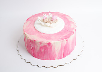 baby girl birthday cream cheese pink cake