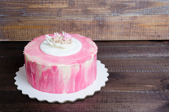 baby girl birthday cream cheese pink cake