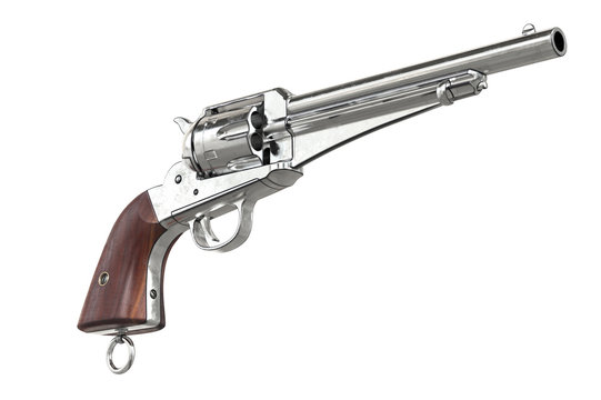 Handgun cowboy western antique equipment. 3D graphic