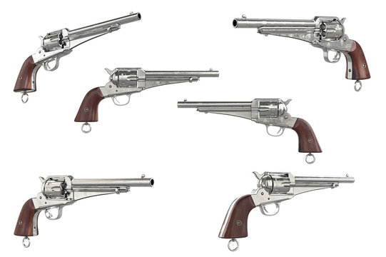 Gun cowboy classical west weapon collection. 3D graphic