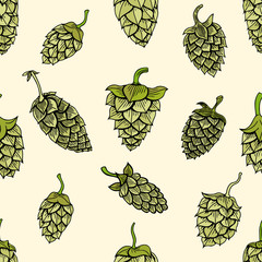 pattern with green hops - 123757017