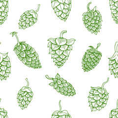 pattern with green hops
