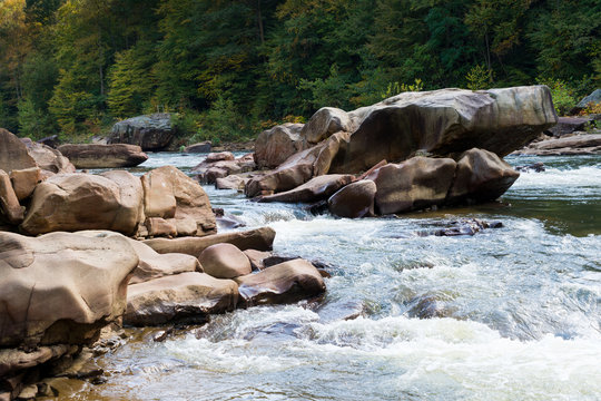 View Of Cheat River Rapids Near Albright