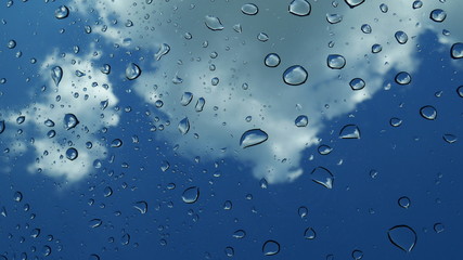 droplets in front of clouds