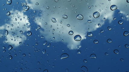 water droplets in front of clouds