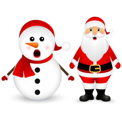 Santa Claus and Christmas snowman