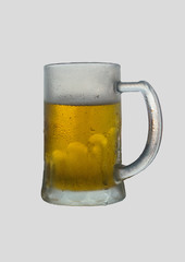 Cold beer mug in the drops.