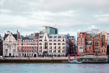Buildings near Millennium Bridge in London, England