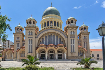 Fototapeta na wymiar Saint Andrew Church, the largest church in Greece, Patras, Peloponnese, Western Greece 