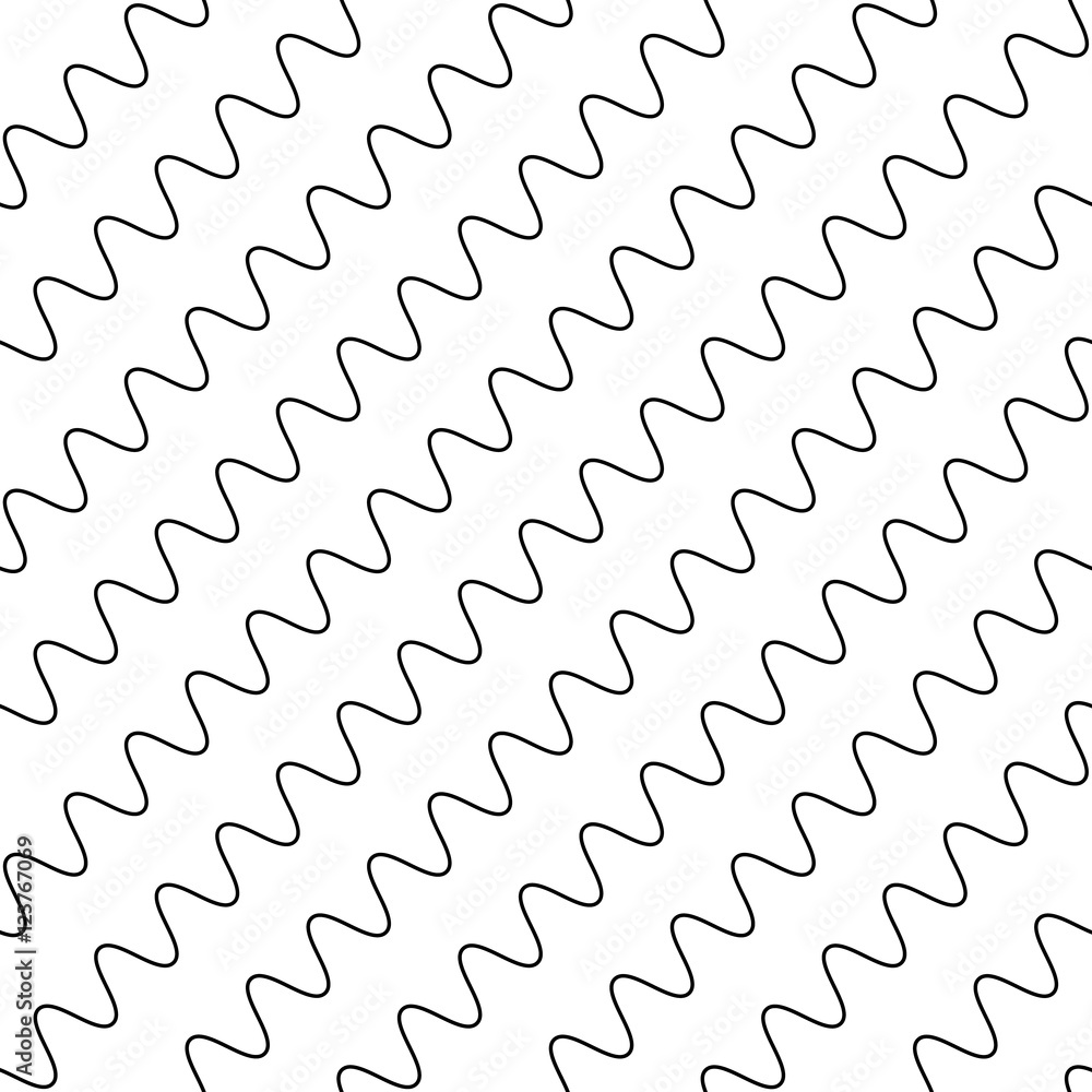 Poster Wavy, zigzag parallel lines repeatable pattern