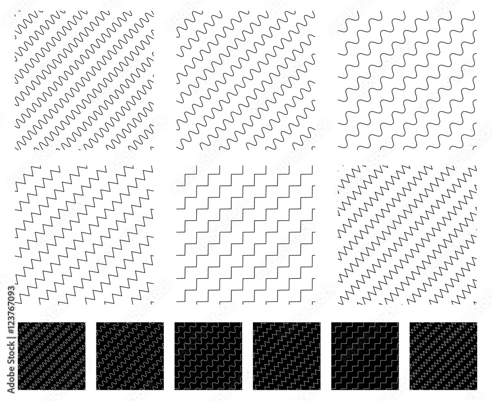 Poster Wavy, zigzag parallel lines repeatable pattern