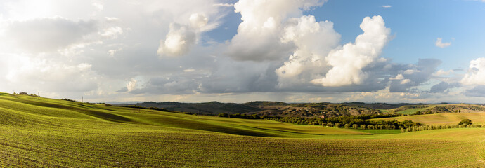 Panoramic view of Val D'orcia valley in autumn